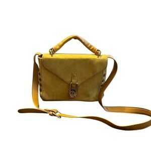 Lionel Suede 3 and 1 Bag; Handle, Shoulder, Crossbody Mustard